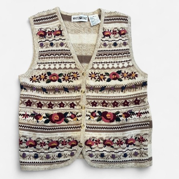 Jackets & Blazers - Vintage Cottagecore Embroidered Floral Vest